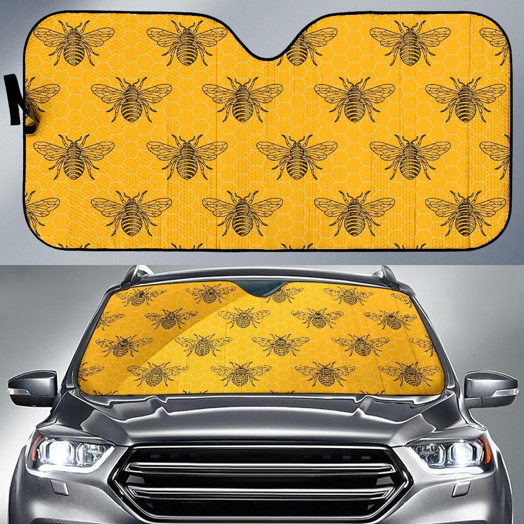 Pattern Print Honey Bee Diagram Gifts Car Sun Shade-grizzshop