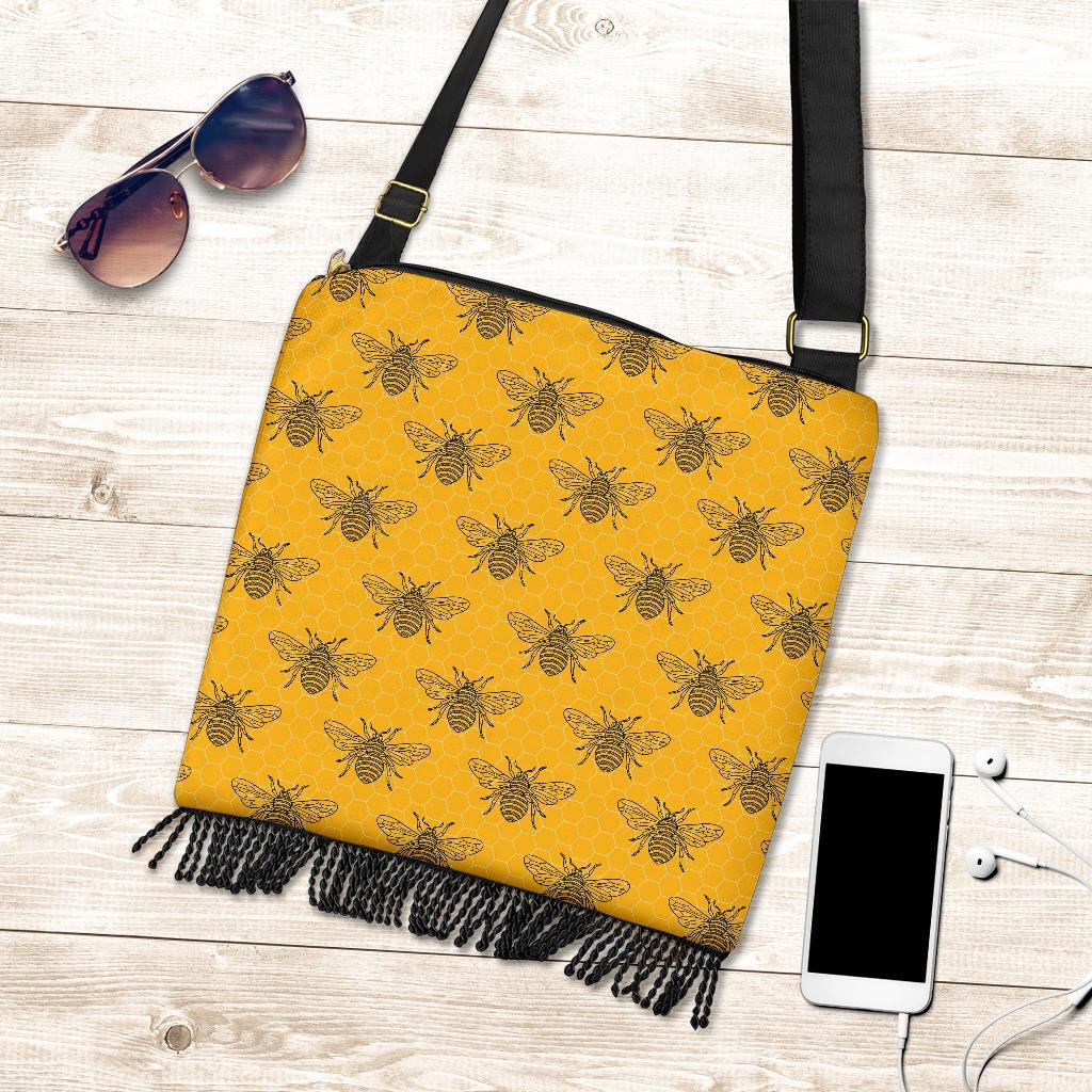 Pattern Print Honey Bee Diagram Gifts Crossbody Bags-grizzshop