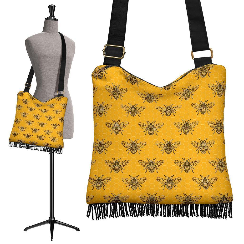 Pattern Print Honey Bee Diagram Gifts Crossbody Bags-grizzshop