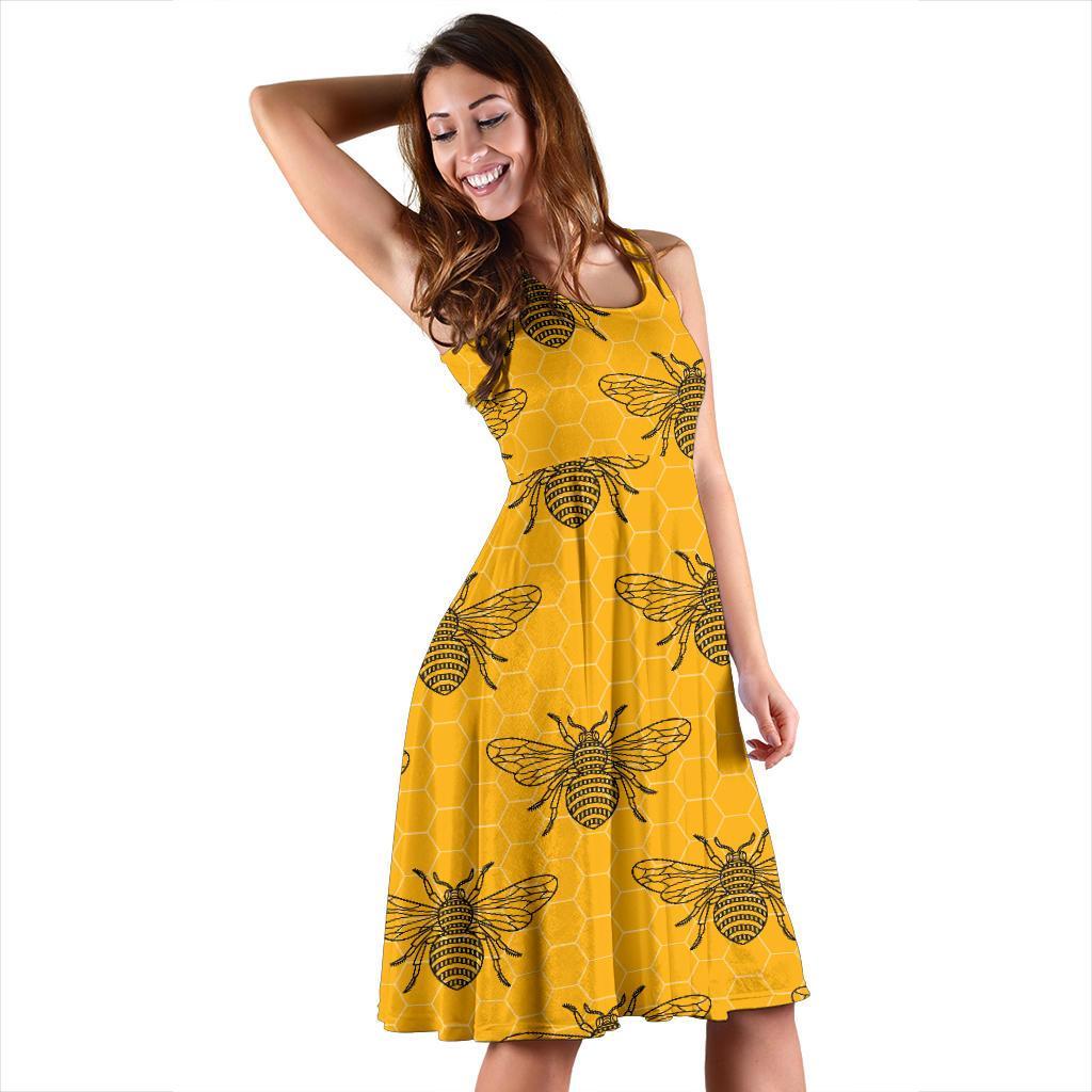 Pattern Print Honey Bee Diagram Gifts Dress-grizzshop