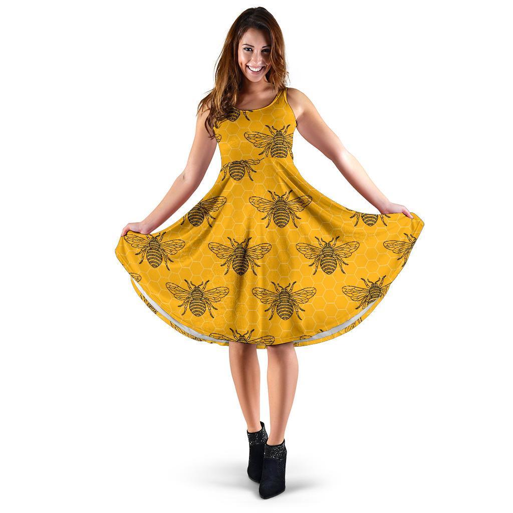 Pattern Print Honey Bee Diagram Gifts Dress-grizzshop