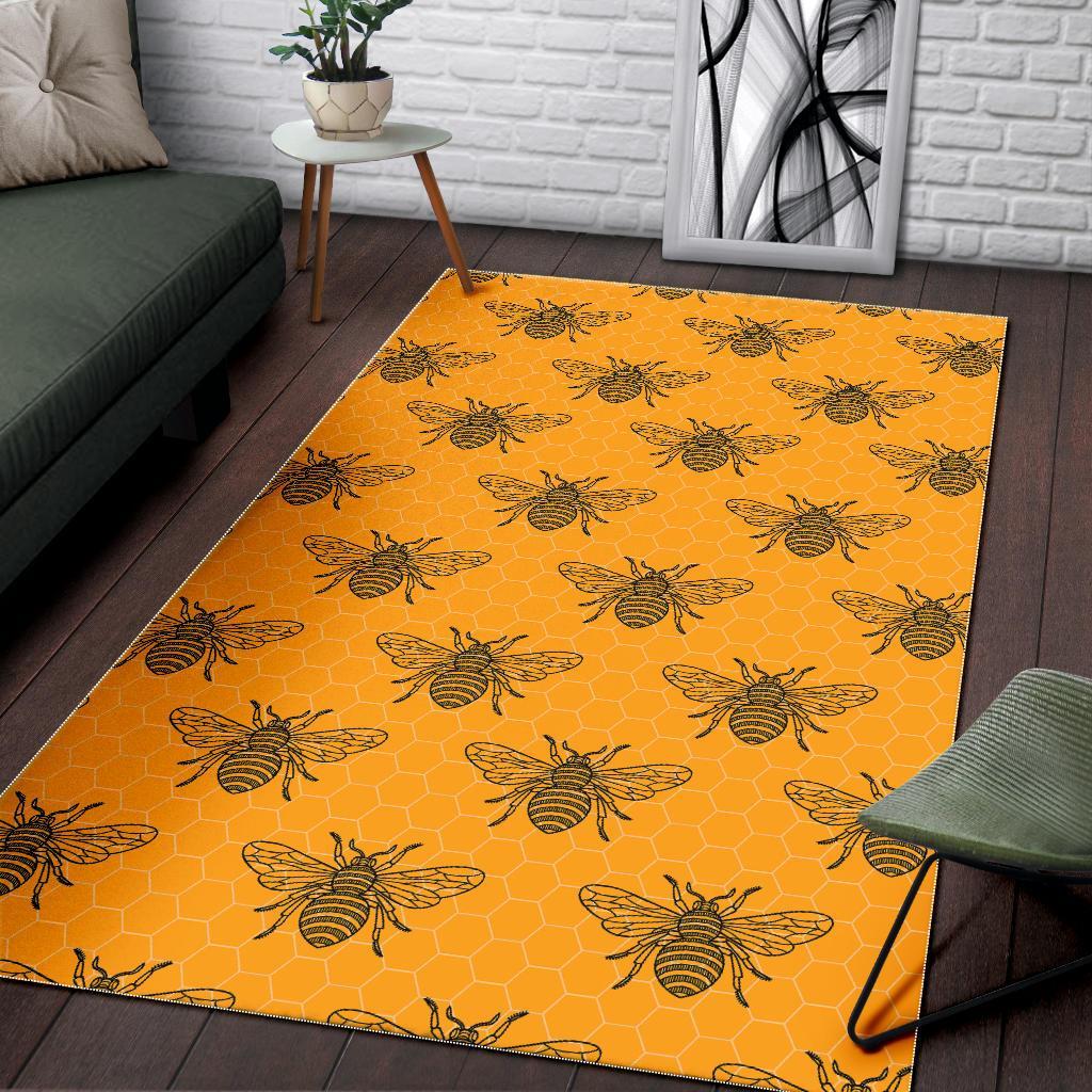 Pattern Print Honey Bee Diagram Gifts Floor Mat-grizzshop