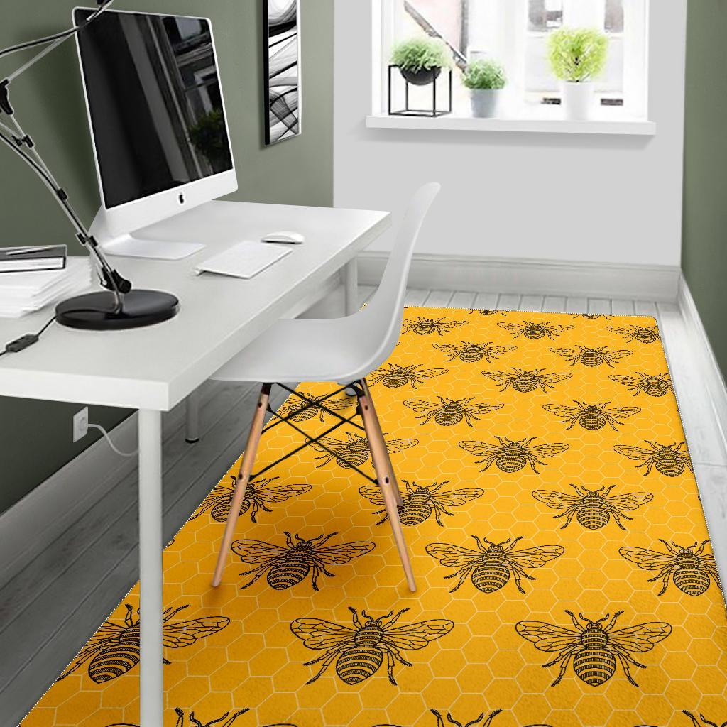 Pattern Print Honey Bee Diagram Gifts Floor Mat-grizzshop