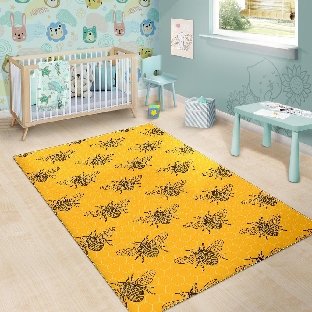 Pattern Print Honey Bee Diagram Gifts Floor Mat-grizzshop