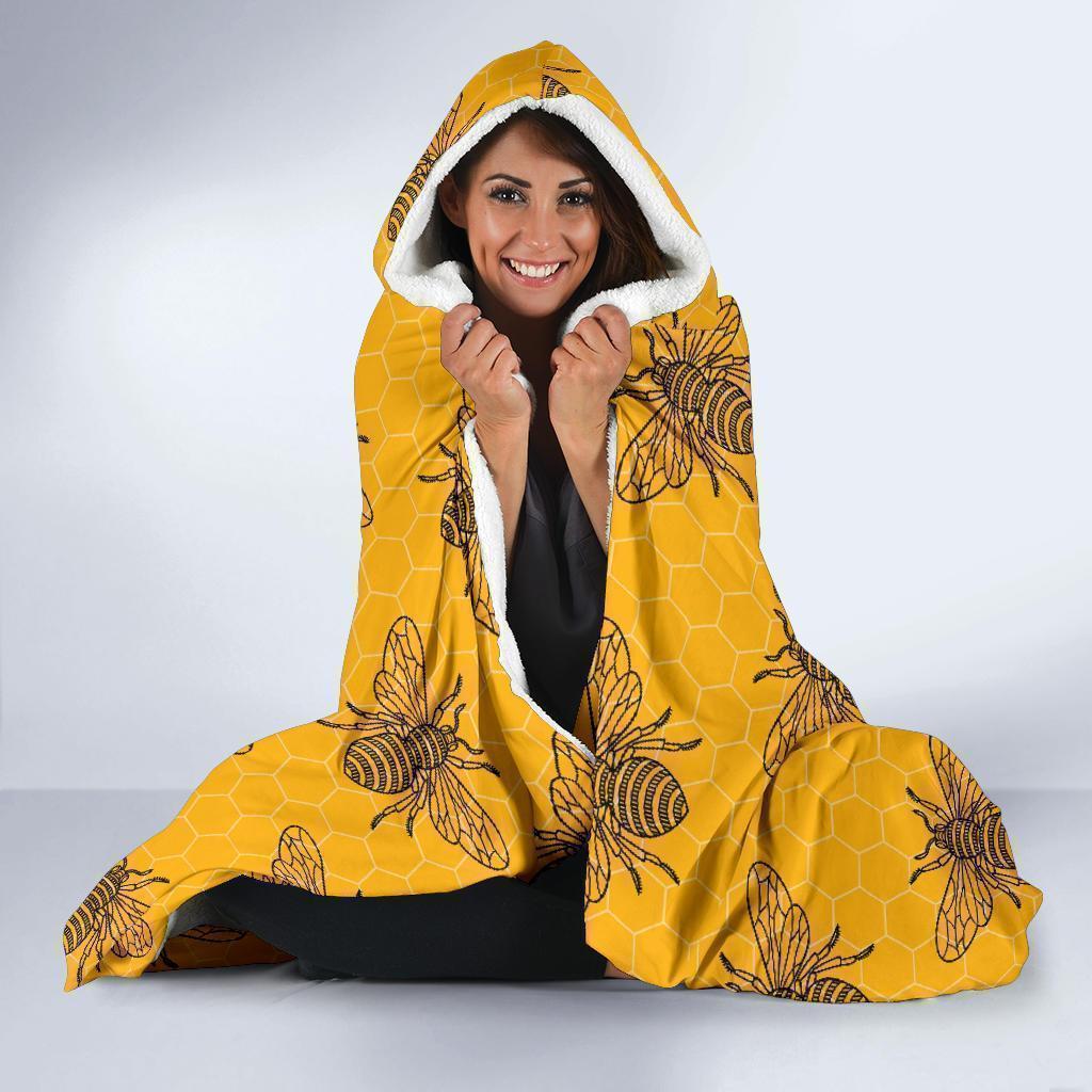 Pattern Print Honey Bee Diagram Gifts Hooded Blanket-grizzshop