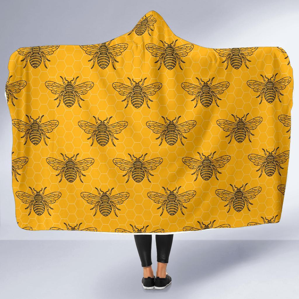 Pattern Print Honey Bee Diagram Gifts Hooded Blanket-grizzshop