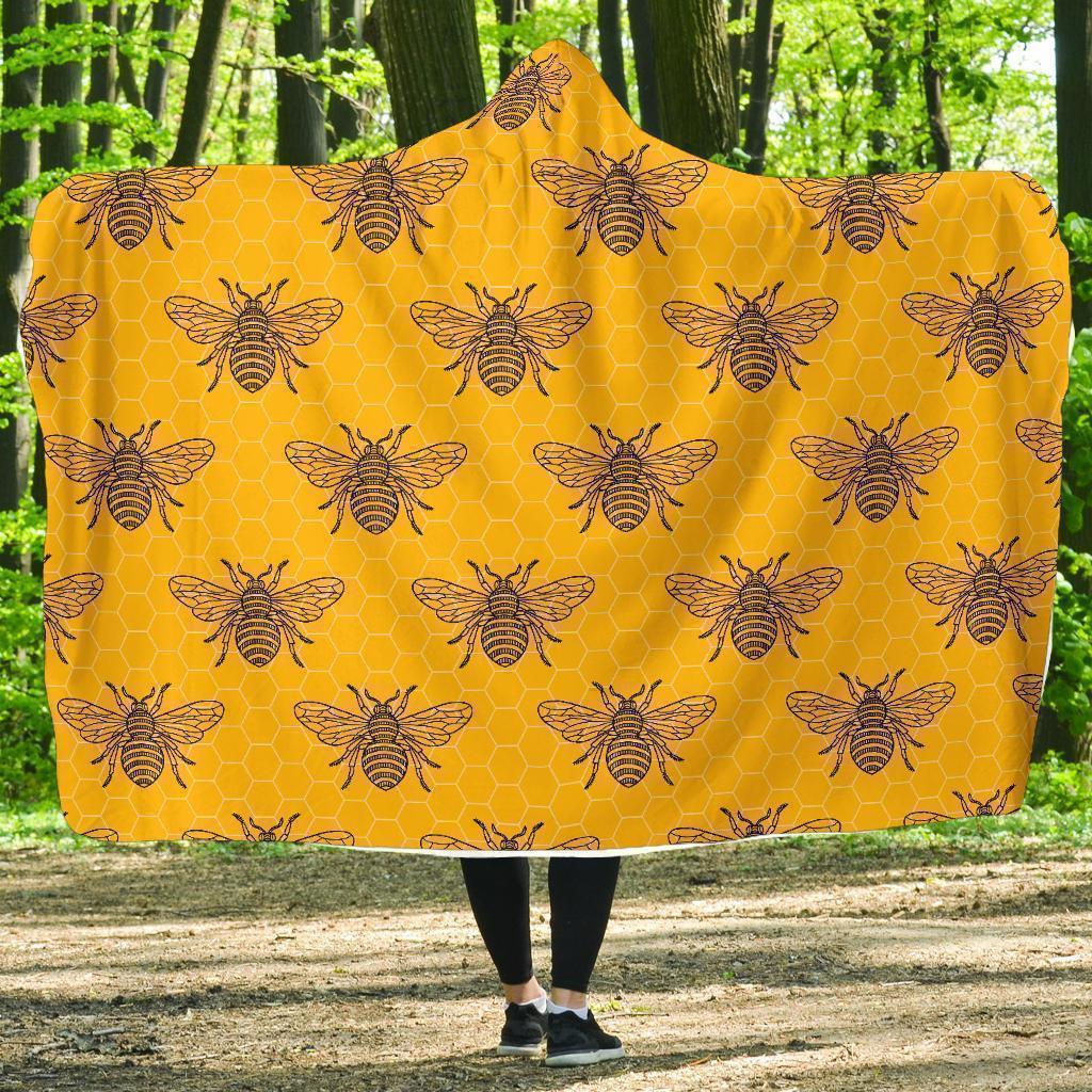 Pattern Print Honey Bee Diagram Gifts Hooded Blanket-grizzshop