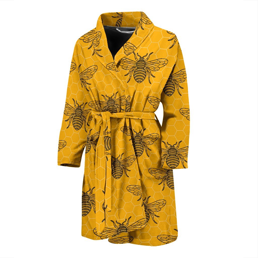 Pattern Print Honey Bee Diagram Gifts Men Long Robe-grizzshop