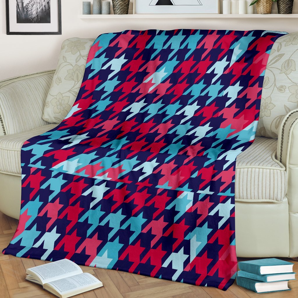 Pattern Print Houndstooth Blanket-grizzshop