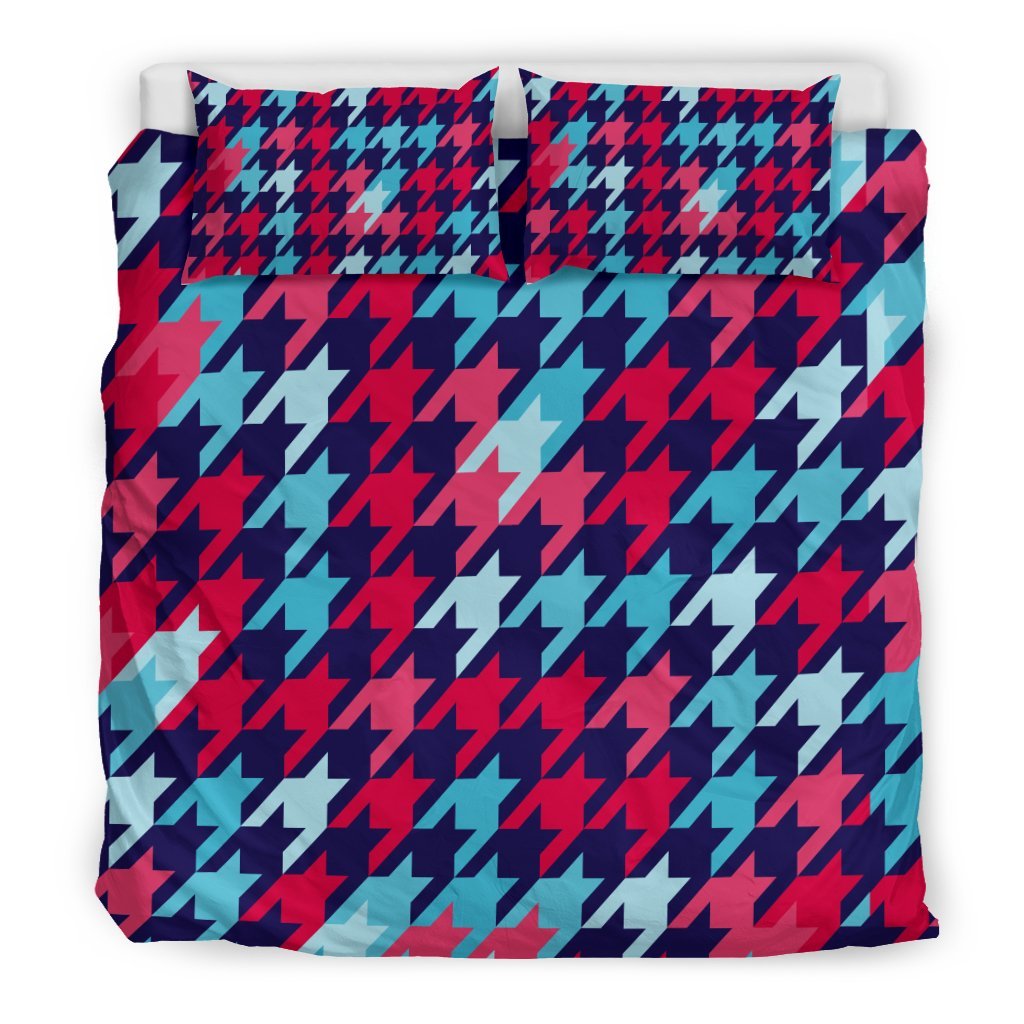 Pattern Print Houndstooth Duvet Cover Bedding Set-grizzshop