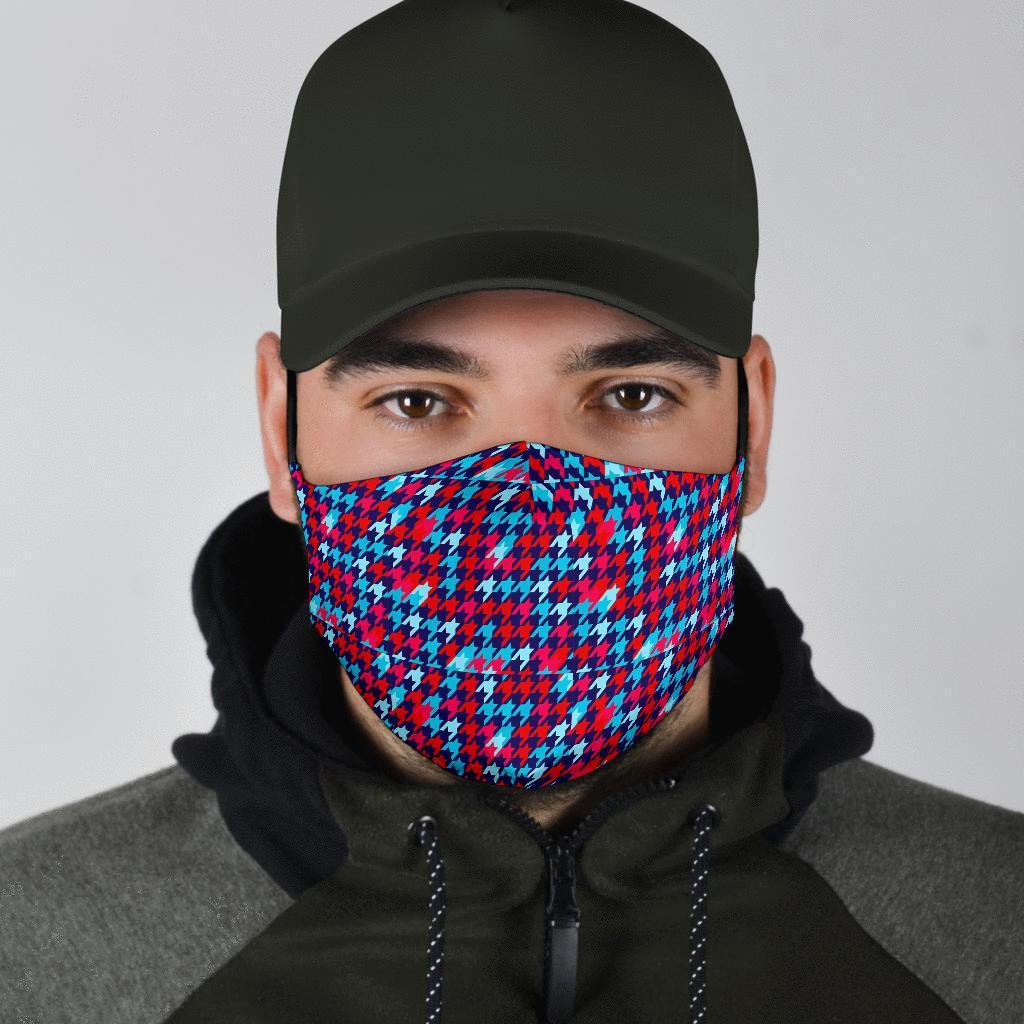 Pattern Print Houndstooth Face Mask-grizzshop