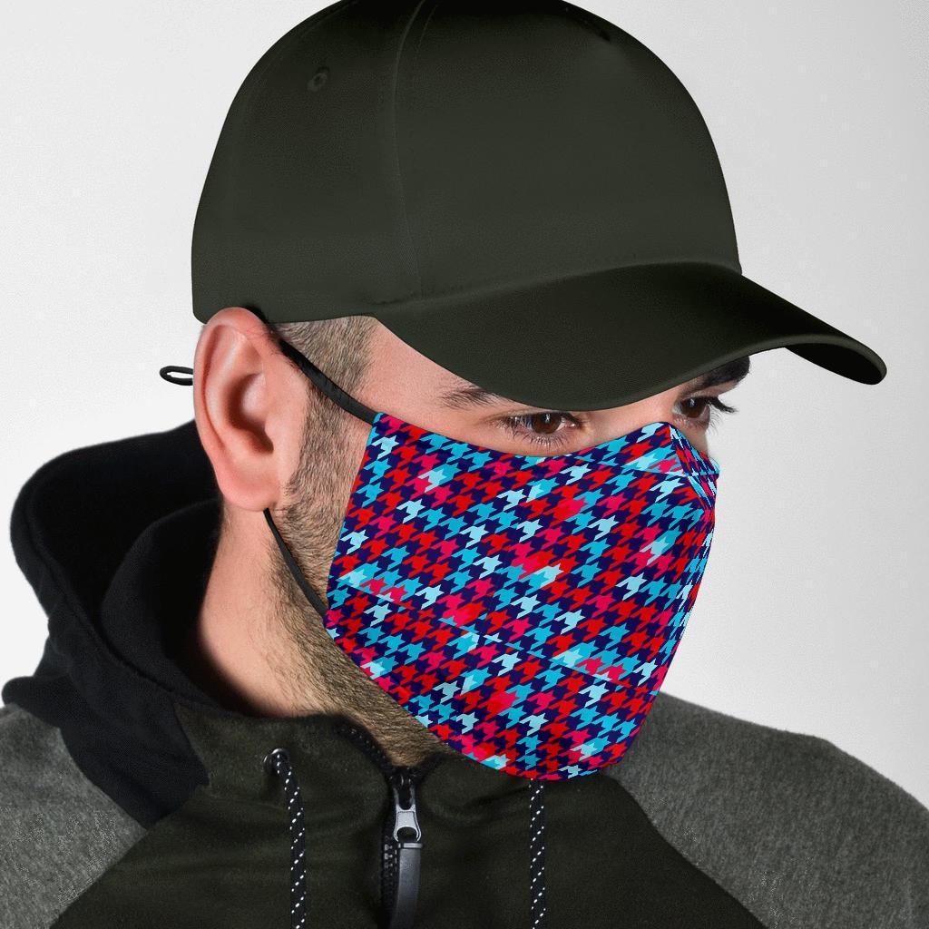 Pattern Print Houndstooth Face Mask-grizzshop