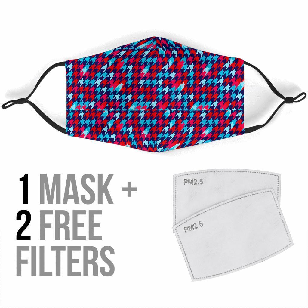 Pattern Print Houndstooth Face Mask-grizzshop