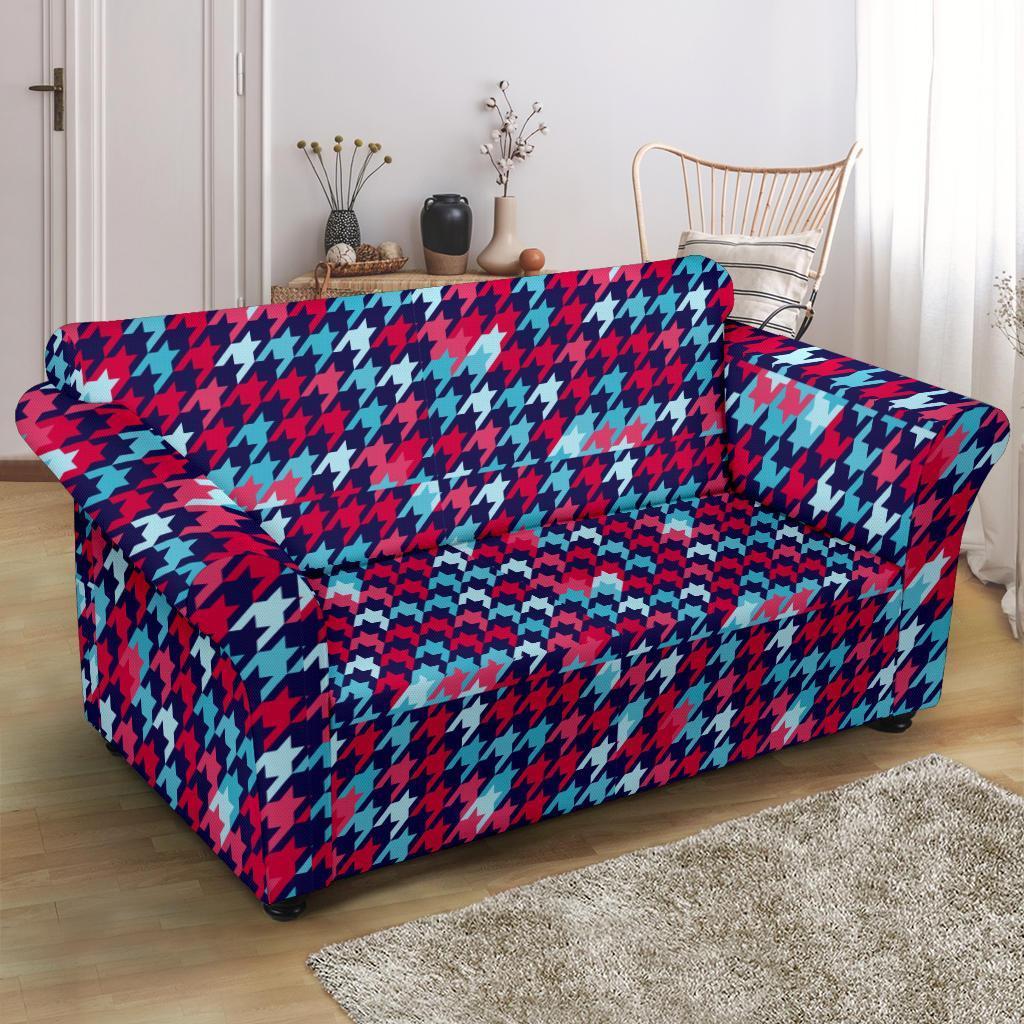 Pattern Print Houndstooth Loveseat Cover-grizzshop