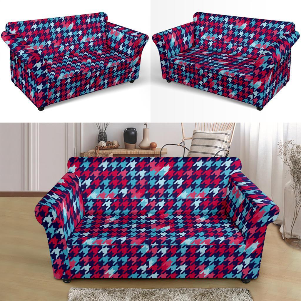 Pattern Print Houndstooth Loveseat Cover-grizzshop