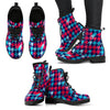 Pattern Print Houndstooth Men Women Leather Boots-grizzshop