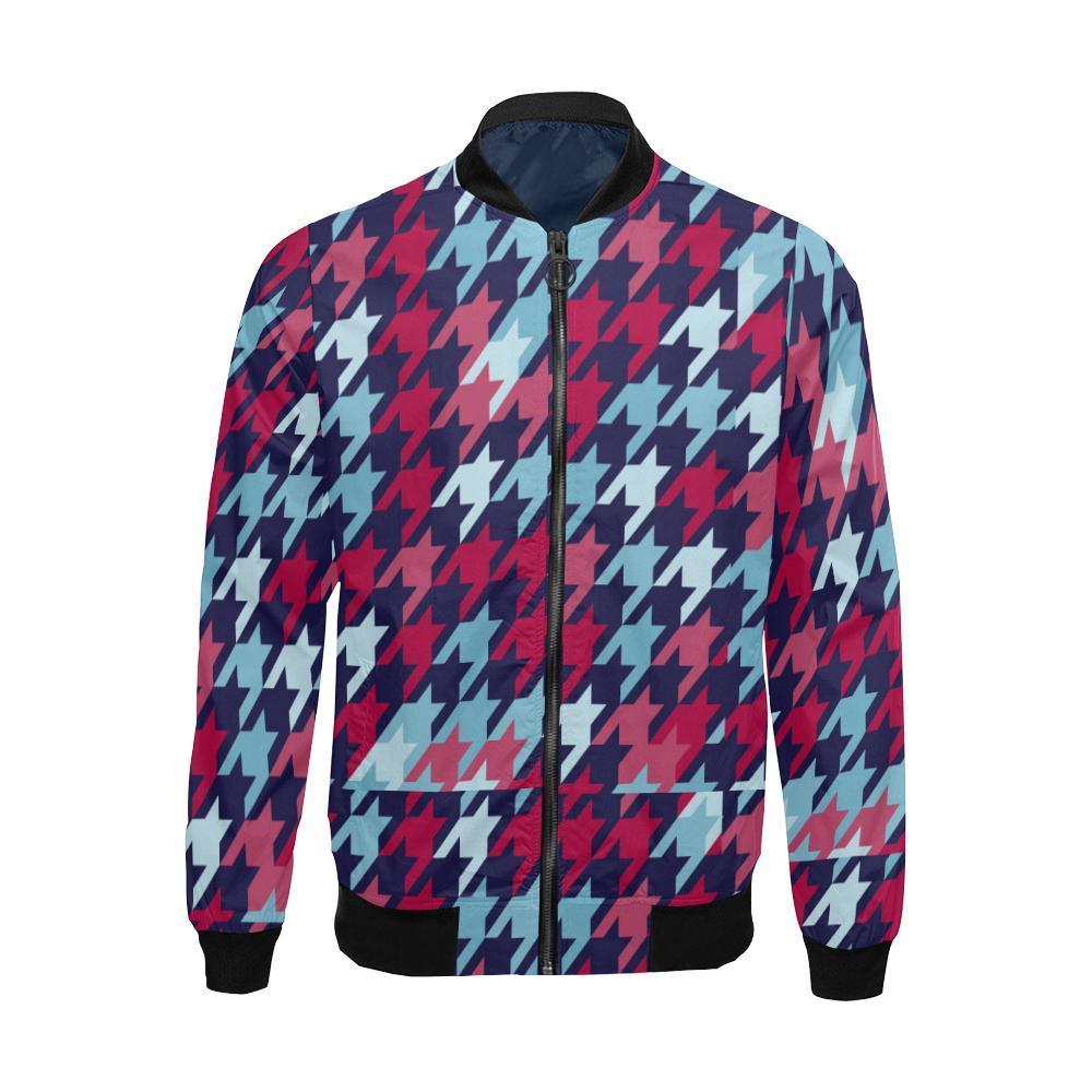 Pattern Print Houndstooth Men's Bomber Jacket-grizzshop