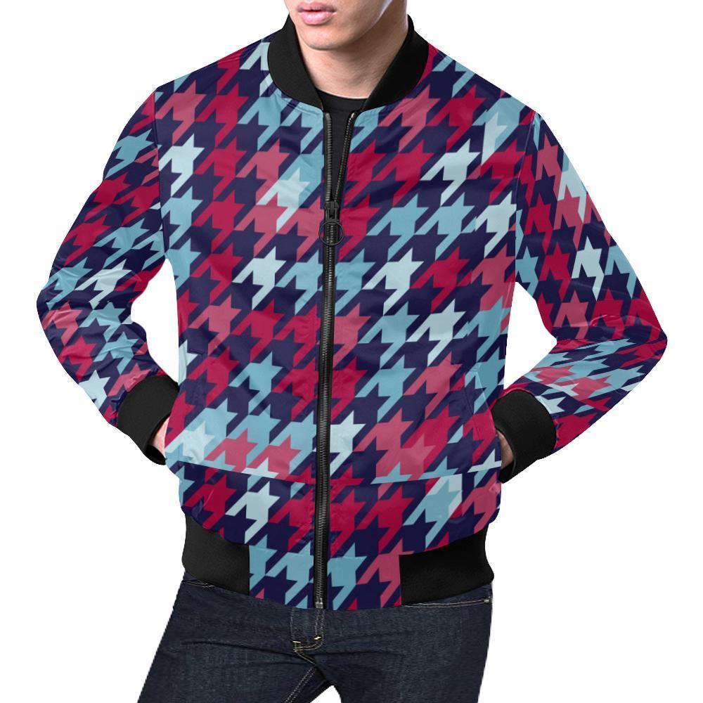 Pattern Print Houndstooth Men's Bomber Jacket-grizzshop