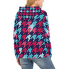 Pattern Print Houndstooth Women Pullover Hoodie-grizzshop