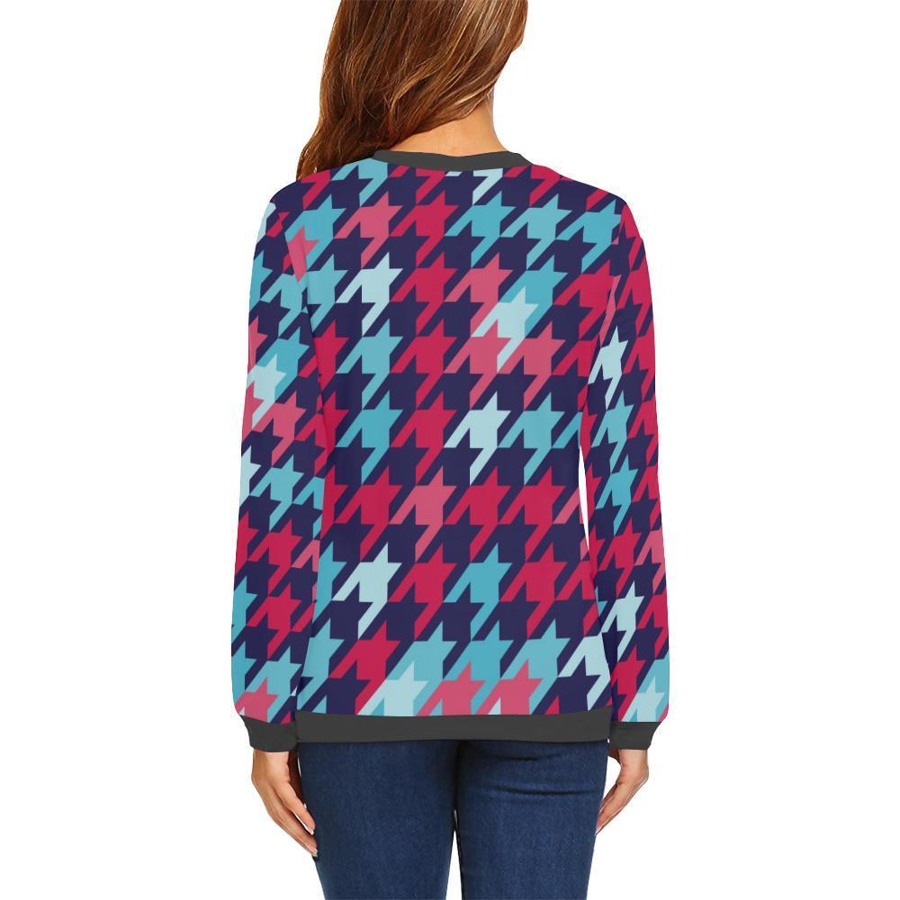 Pattern Print Houndstooth Women's Sweatshirt-grizzshop