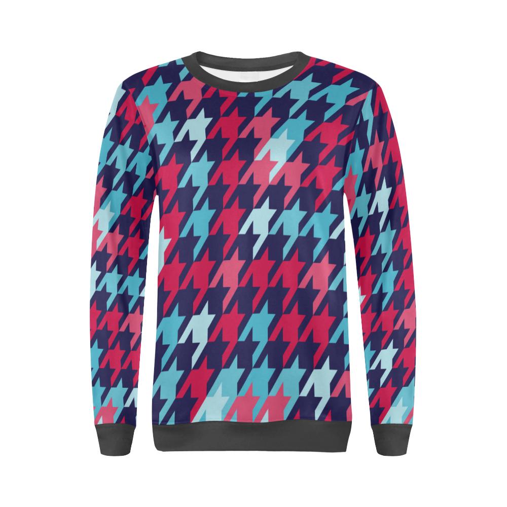 Pattern Print Houndstooth Women's Sweatshirt-grizzshop