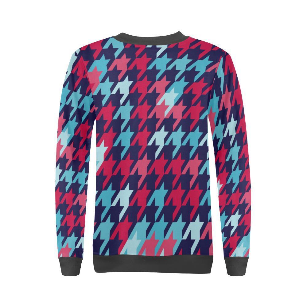 Pattern Print Houndstooth Women's Sweatshirt-grizzshop