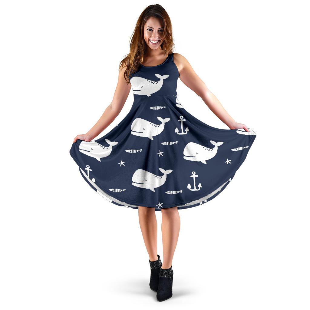 Pattern Print Humpback Whale Dress-grizzshop