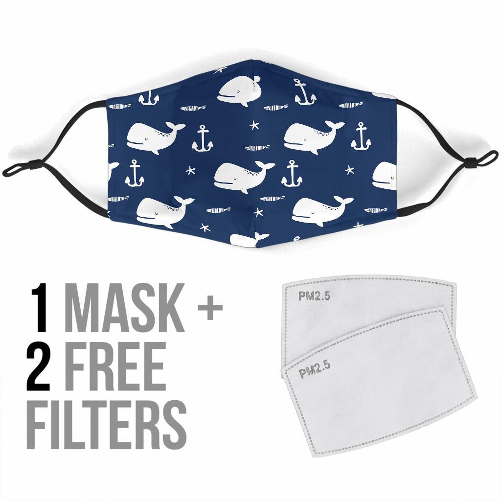 Pattern Print Humpback Whale Face Mask-grizzshop