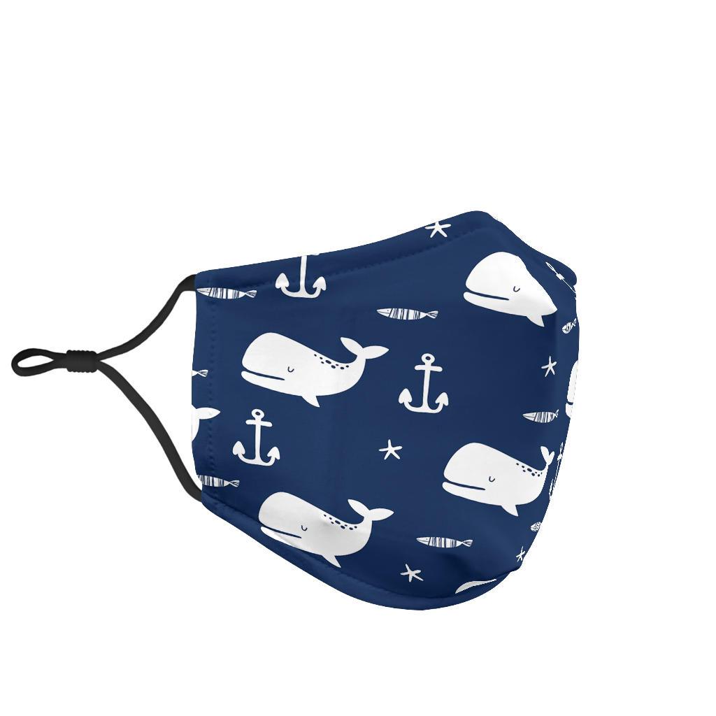 Pattern Print Humpback Whale Face Mask-grizzshop