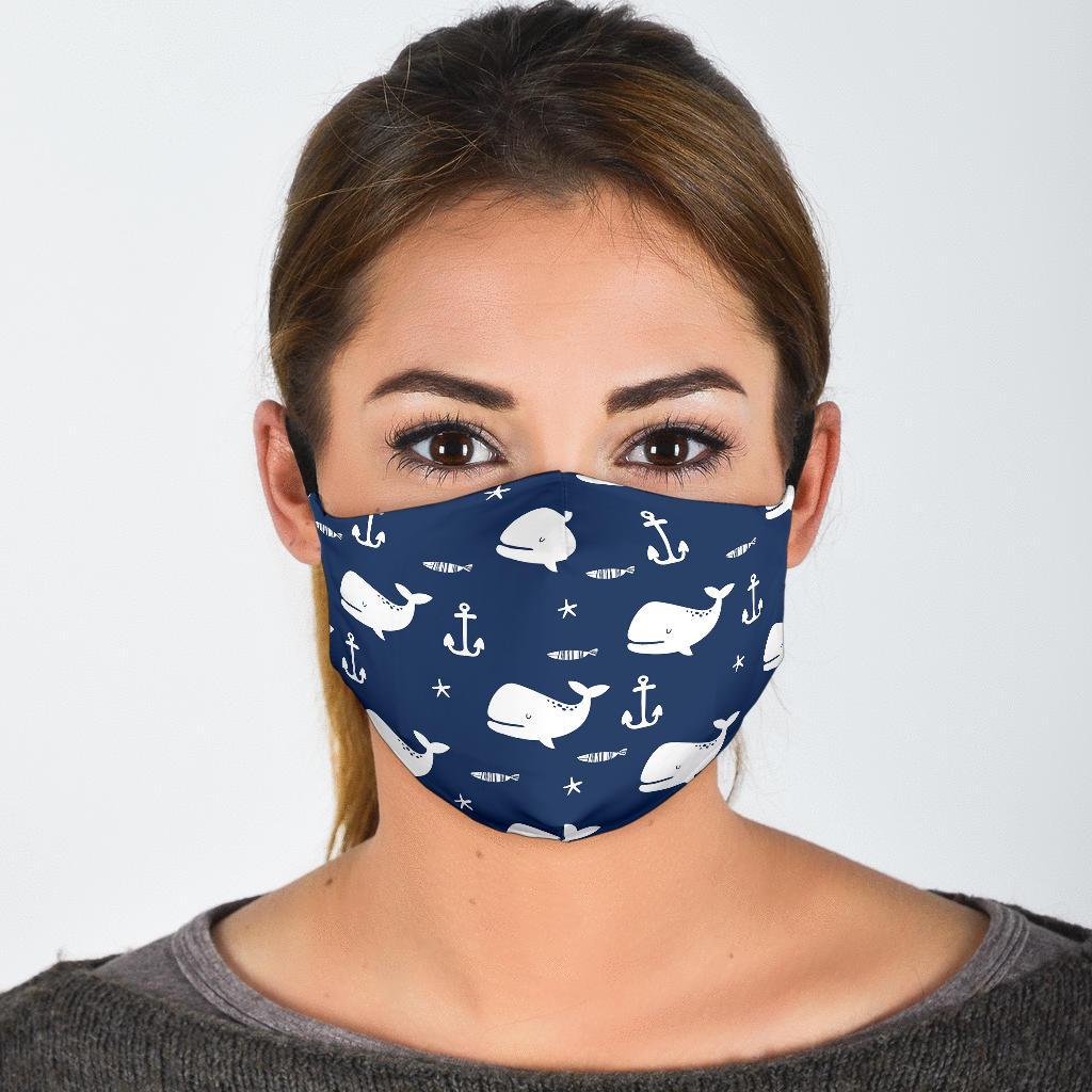 Pattern Print Humpback Whale Face Mask-grizzshop