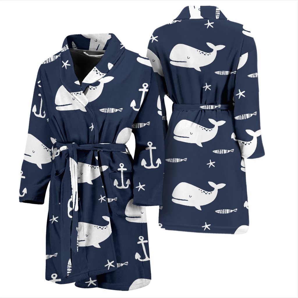 Pattern Print Humpback Whale Men Long Robe-grizzshop