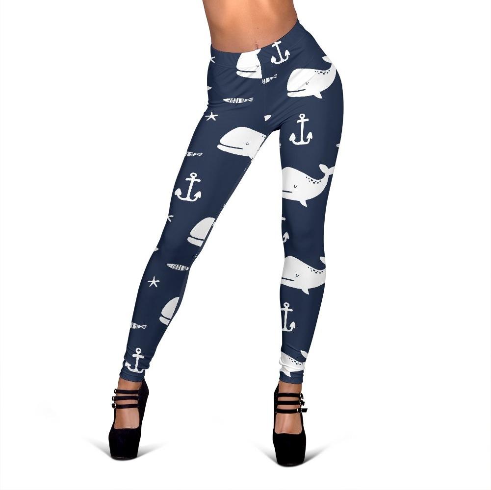 Pattern Print Humpback Whale Pattern Print Women Leggings-grizzshop