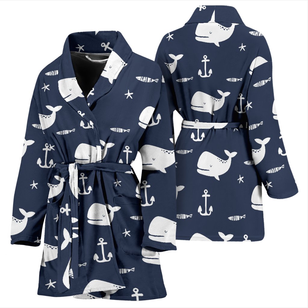 Pattern Print Humpback Whale Pattern Print Women Long Robe-grizzshop