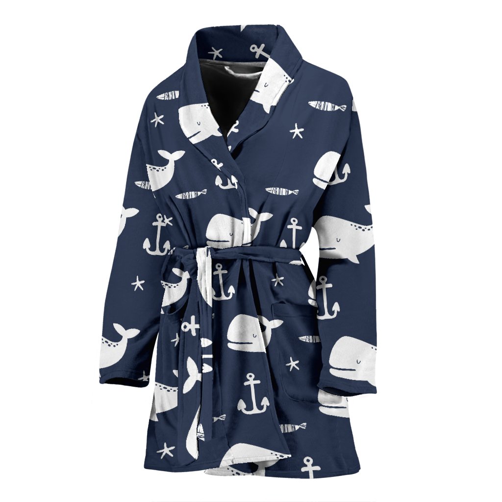 Pattern Print Humpback Whale Pattern Print Women Long Robe-grizzshop