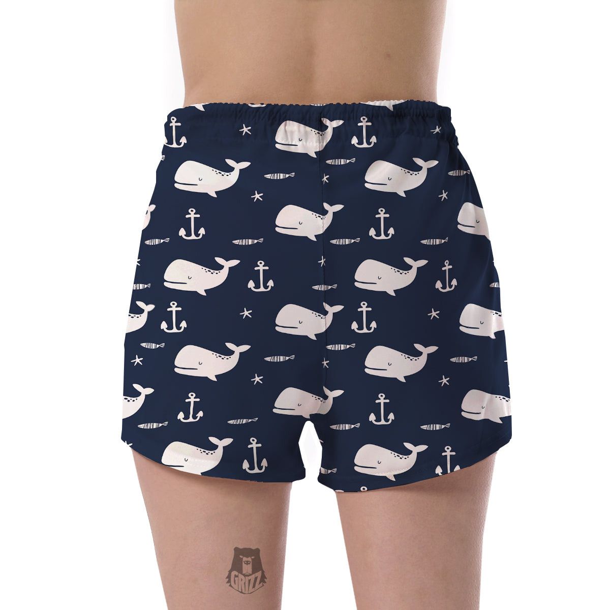 Pattern Print Humpback Whale Women's Shorts-grizzshop