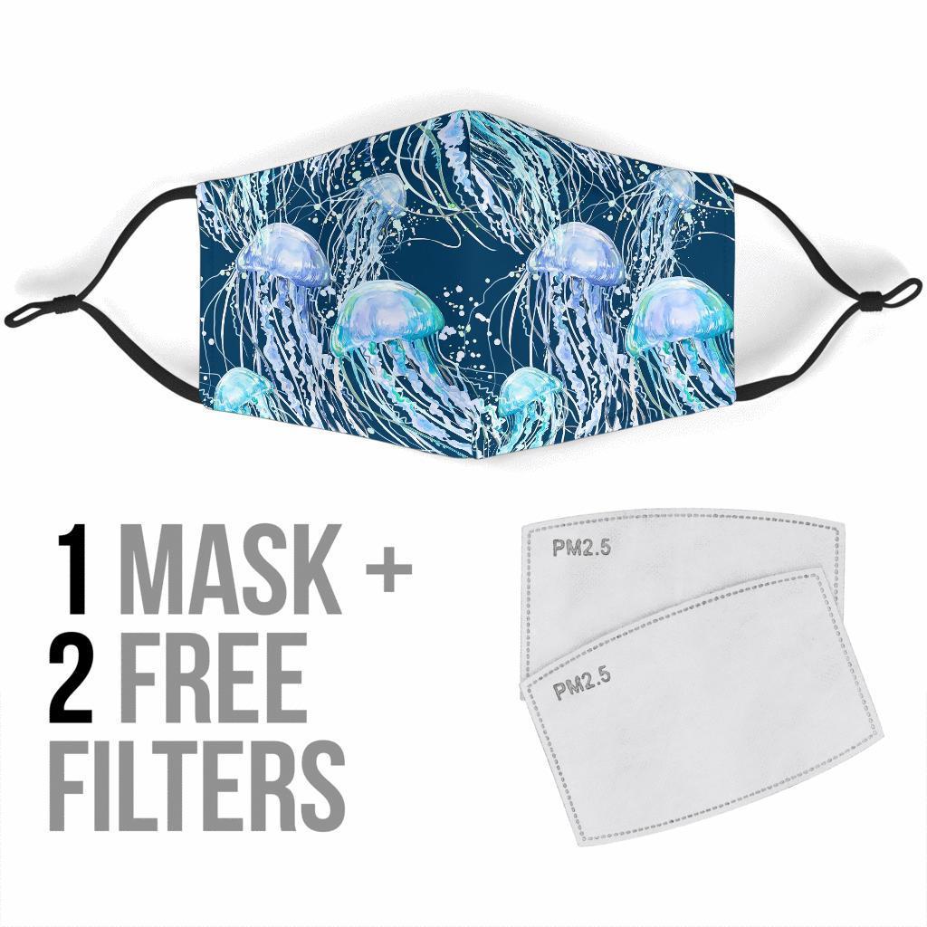 Pattern Print Jellyfish Face Mask-grizzshop