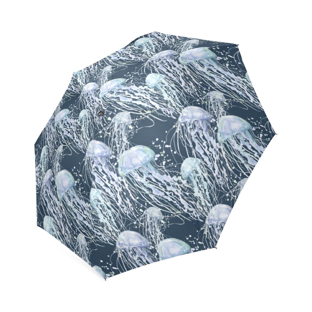 Pattern Print Jellyfish Foldable Umbrella-grizzshop