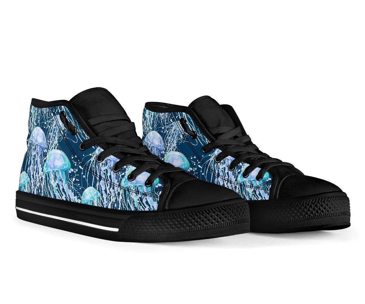 Pattern Print Jellyfish Men Women's High Top Shoes-grizzshop