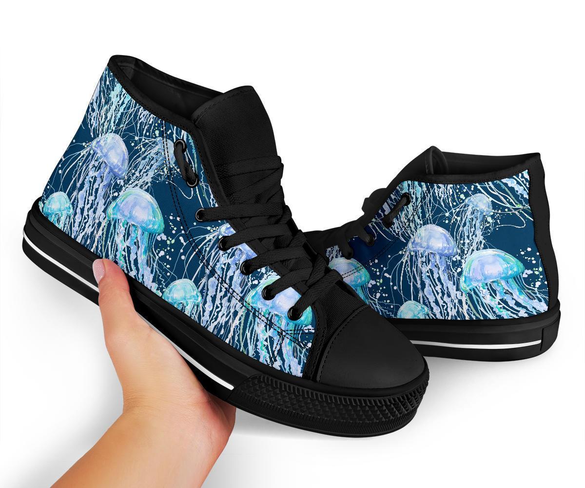 Pattern Print Jellyfish Men Women's High Top Shoes-grizzshop