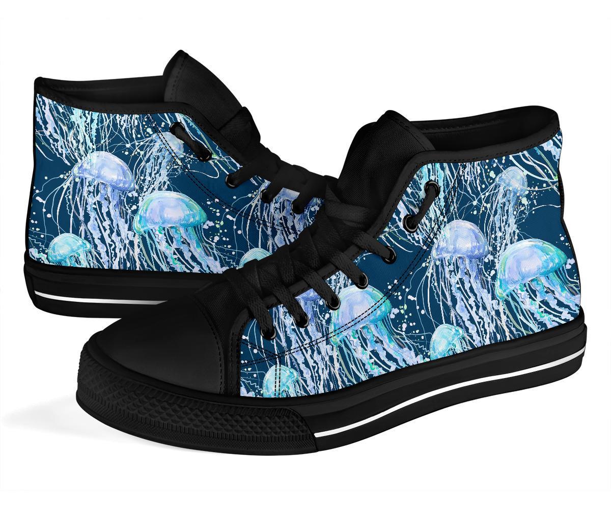 Pattern Print Jellyfish Men Women's High Top Shoes-grizzshop