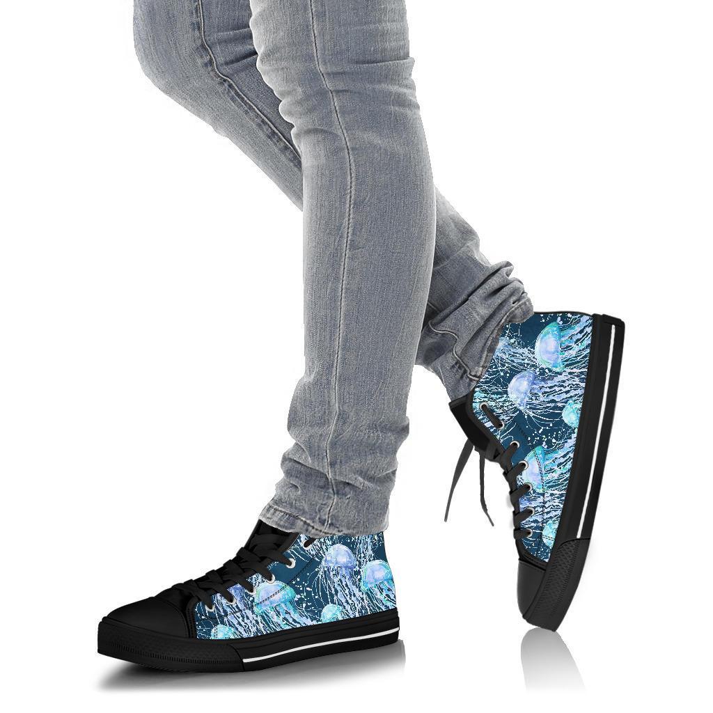 Pattern Print Jellyfish Men Women's High Top Shoes-grizzshop