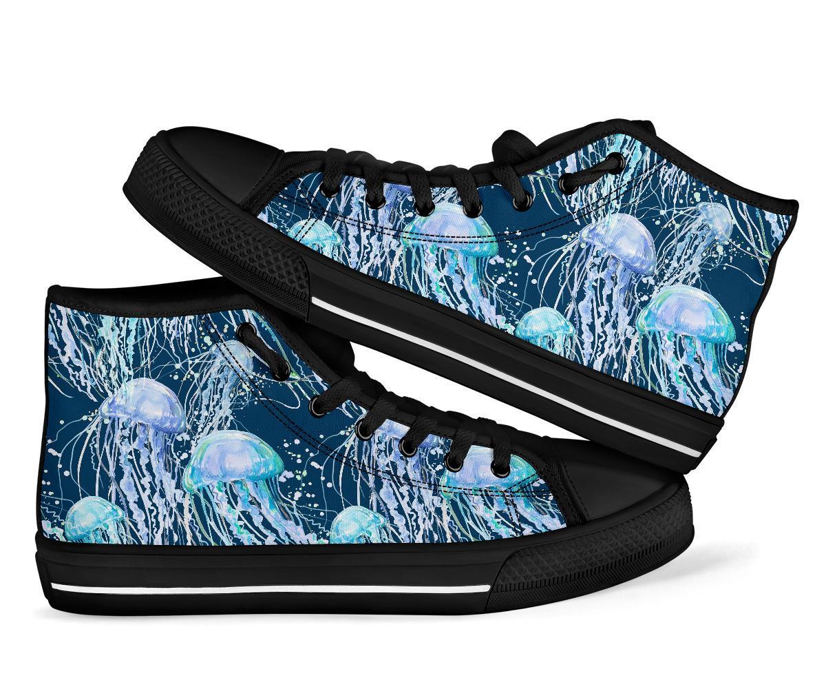 Pattern Print Jellyfish Men Women's High Top Shoes-grizzshop