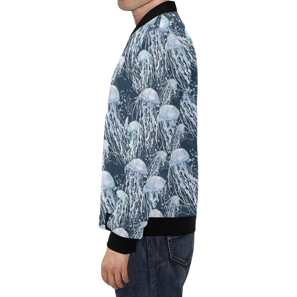 Pattern Print Jellyfish Men's Bomber Jacket-grizzshop