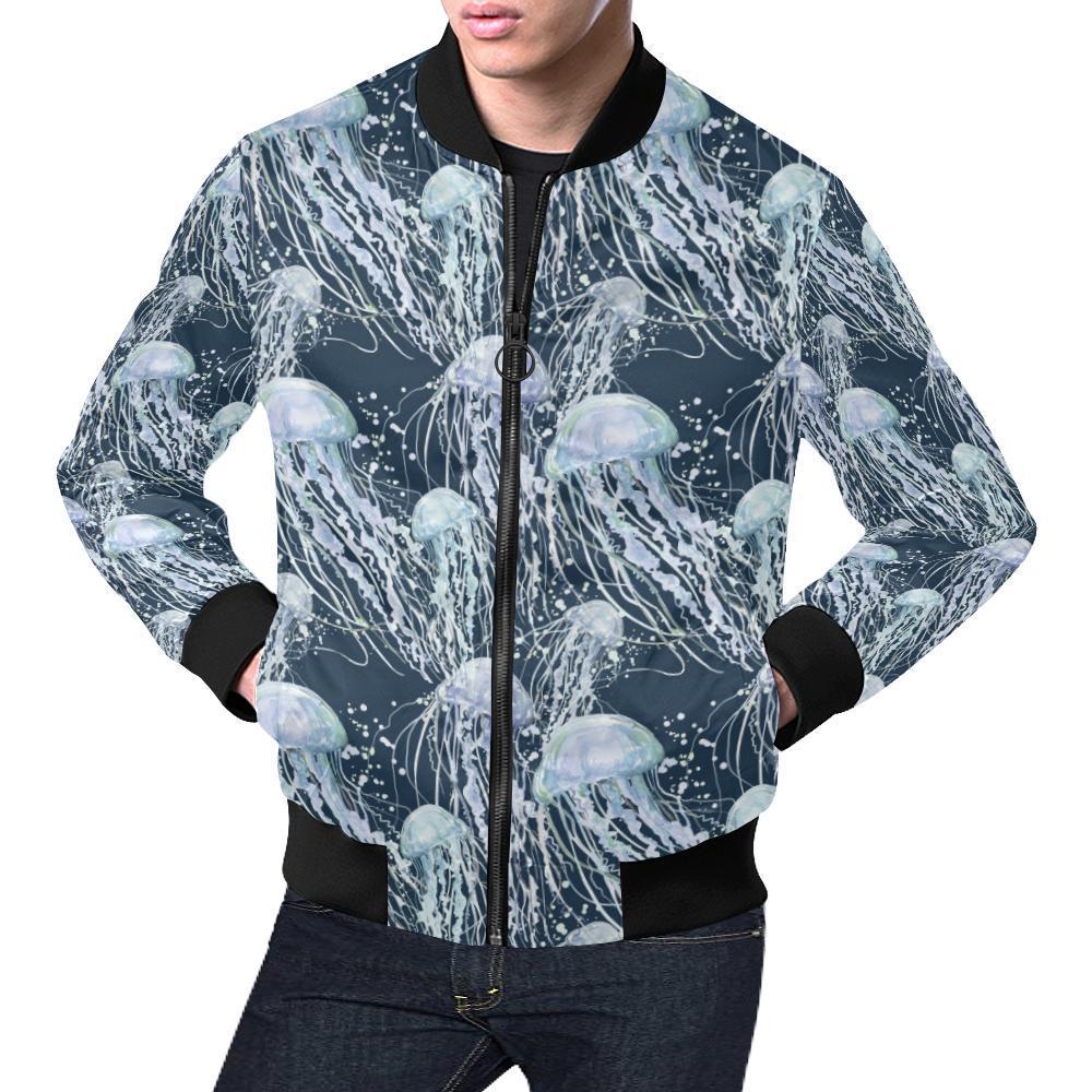 Pattern Print Jellyfish Men's Bomber Jacket-grizzshop