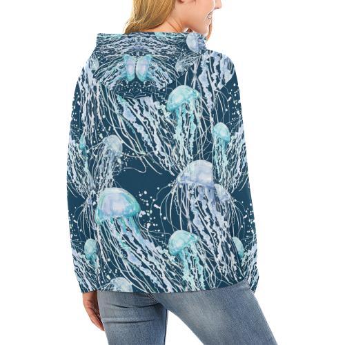 Pattern Print Jellyfish Women Pullover Hoodie-grizzshop