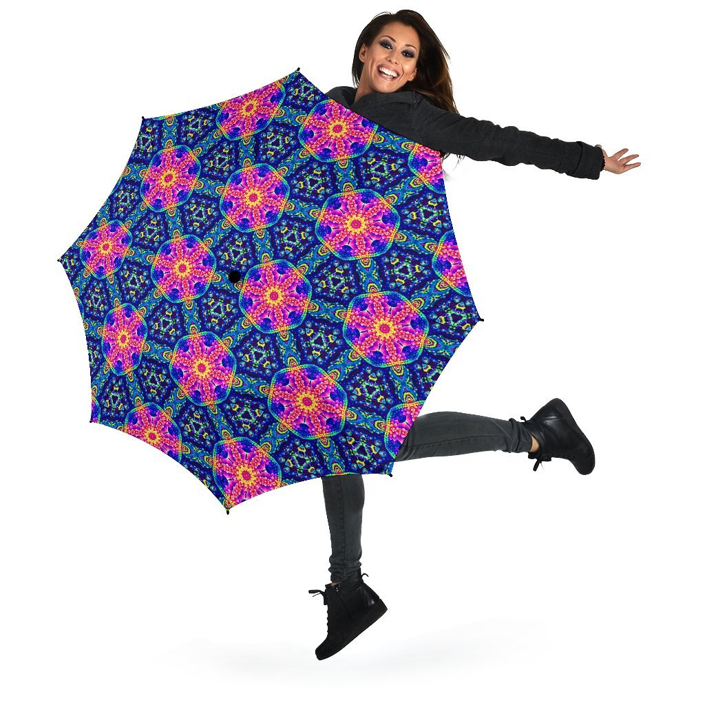 Pattern Print Kaleidoscope Automatic Foldable Umbrella-grizzshop