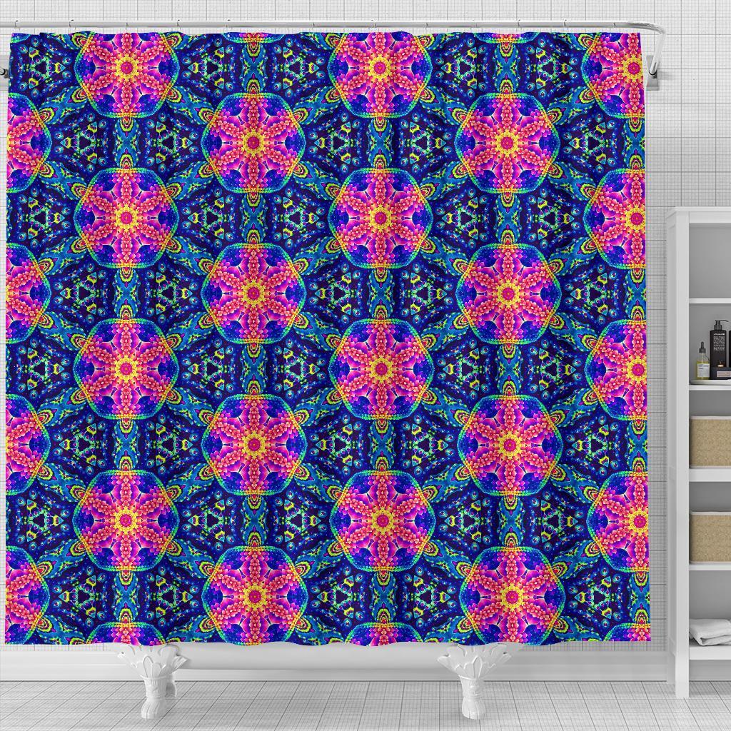 Pattern Print Kaleidoscope Bathroom Shower Curtain-grizzshop