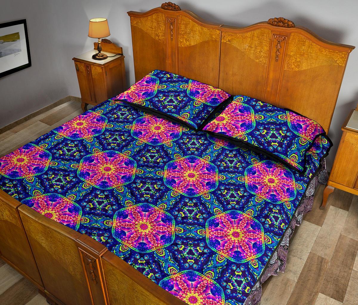 Pattern Print Kaleidoscope Bed Set Quilt-grizzshop