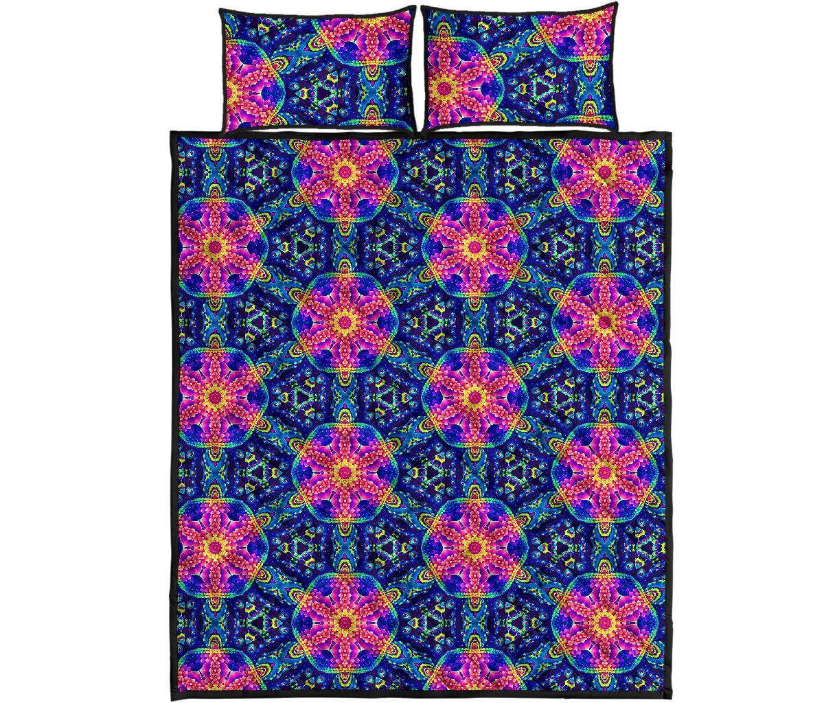 Pattern Print Kaleidoscope Bed Set Quilt-grizzshop