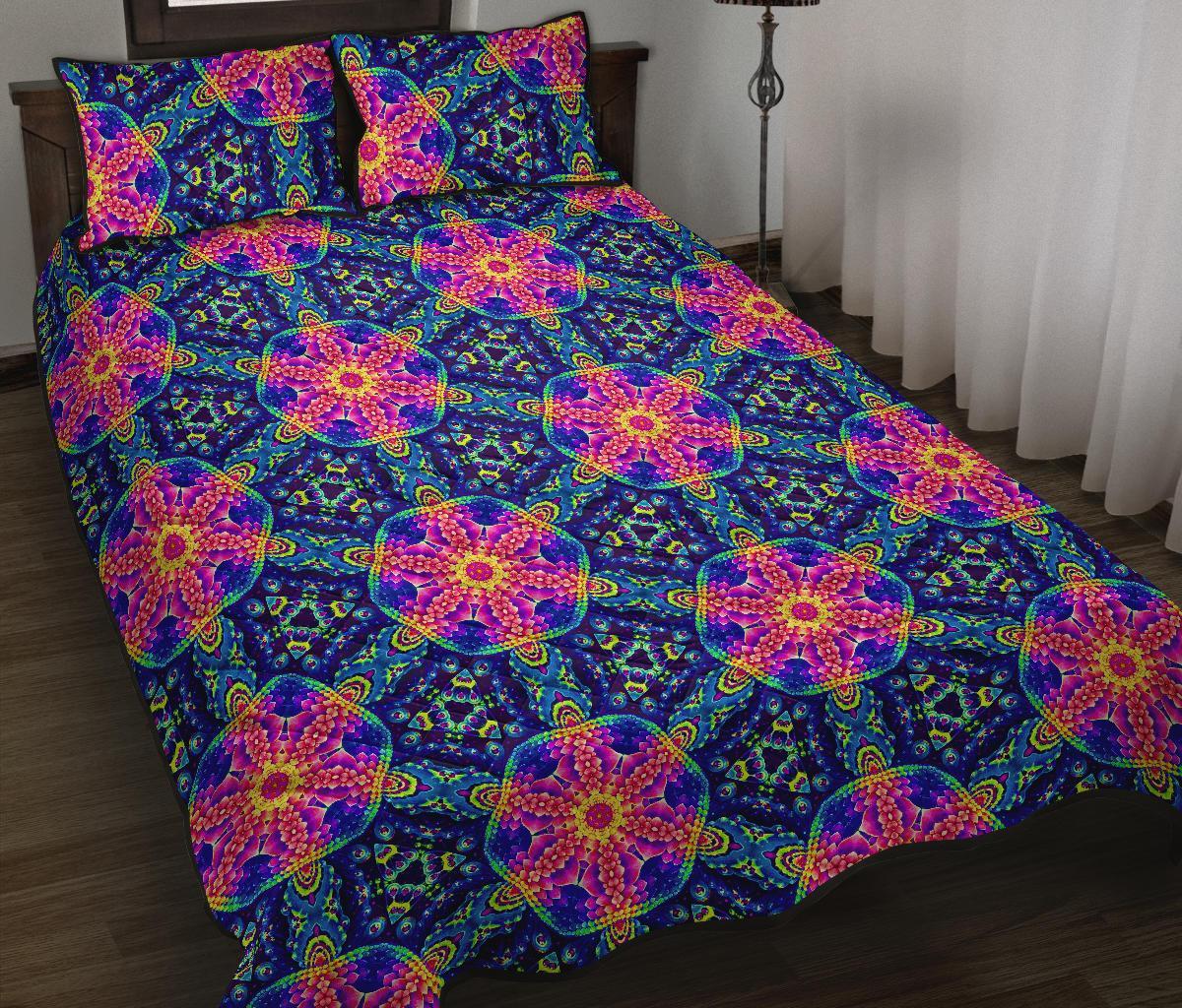 Pattern Print Kaleidoscope Bed Set Quilt-grizzshop